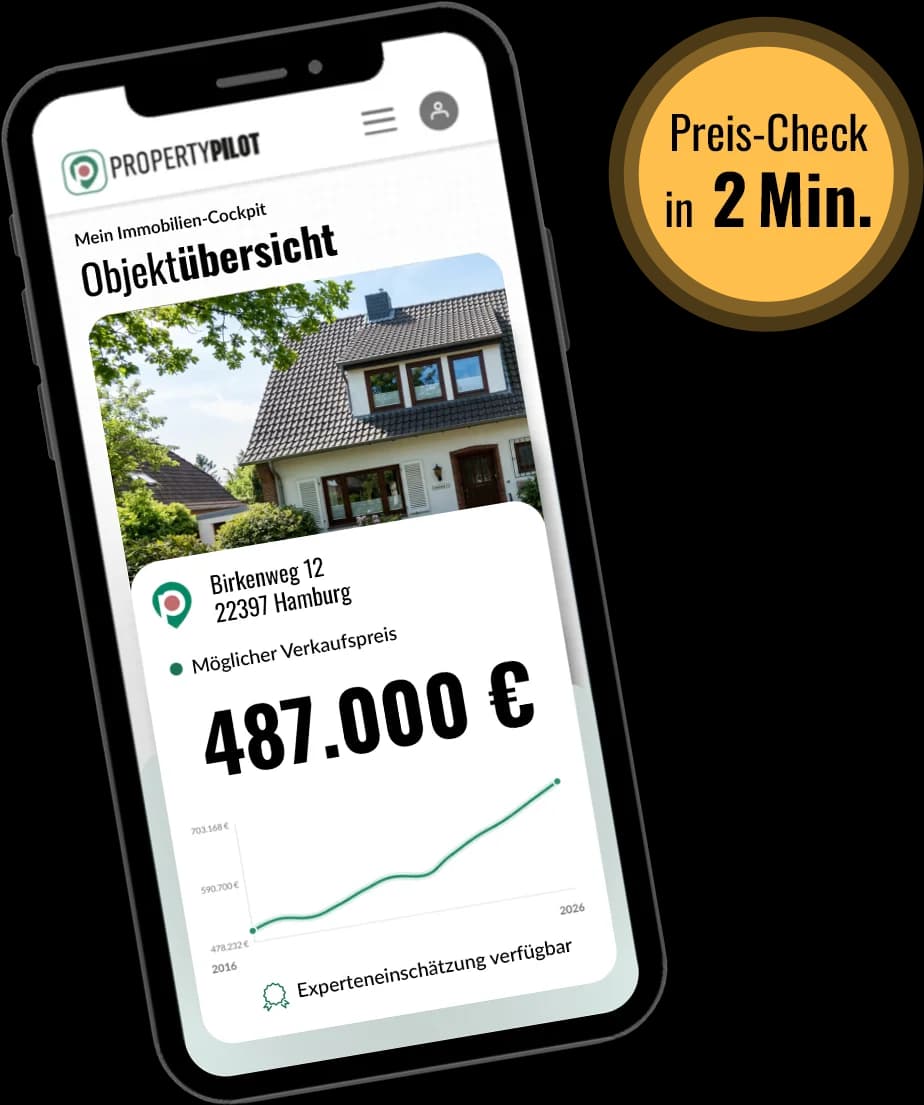 Smartphone mit PropertyPilot App – Preis-Check für Immobilien in 2 Minuten