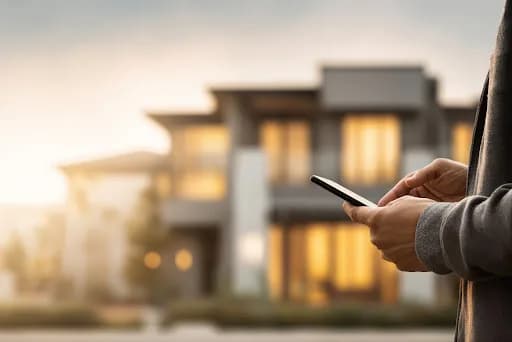 Eigentümer nutzt die PropertyPilot App am Abend